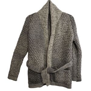 Women's Heavyweight Chunky Belted Cardigan, Estimated Size Small